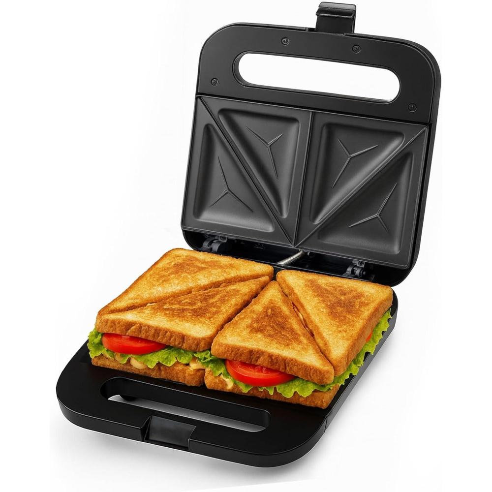 imageOVENTE Electric Indoor Panini Press Grill and Sandwich Maker with NonStick Coated Plates CoolTouch Handle and Removable Drip Tray Opens 180 Degrees to Fit Any Type or Size of Food Red GP0620RGPS401B