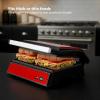 OVENTE Electric Indoor Panini Press Grill and Sandwich Maker with Non-Stick Coated Plates, Cool-Touch Handle and Removable Drip Tray, Opens 180 Degrees to Fit Any Type or Size of Food, Red GP0620R(GP0620R)