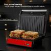 OVENTE Electric Indoor Panini Press Grill and Sandwich Maker with Non-Stick Coated Plates, Cool-Touch Handle and Removable Drip Tray, Opens 180 Degrees to Fit Any Type or Size of Food, Red GP0620R(GP0620R)