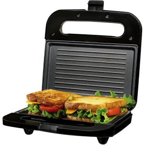 OVENTE Electric Indoor Panini Press Grill and Sandwich Maker with Non-Stick Coated Plates, Cool-Touch Handle and Removable Drip Tray, Opens 180 Degrees to Fit Any Type or Size of Food, Red GP0620R(GP0401B)