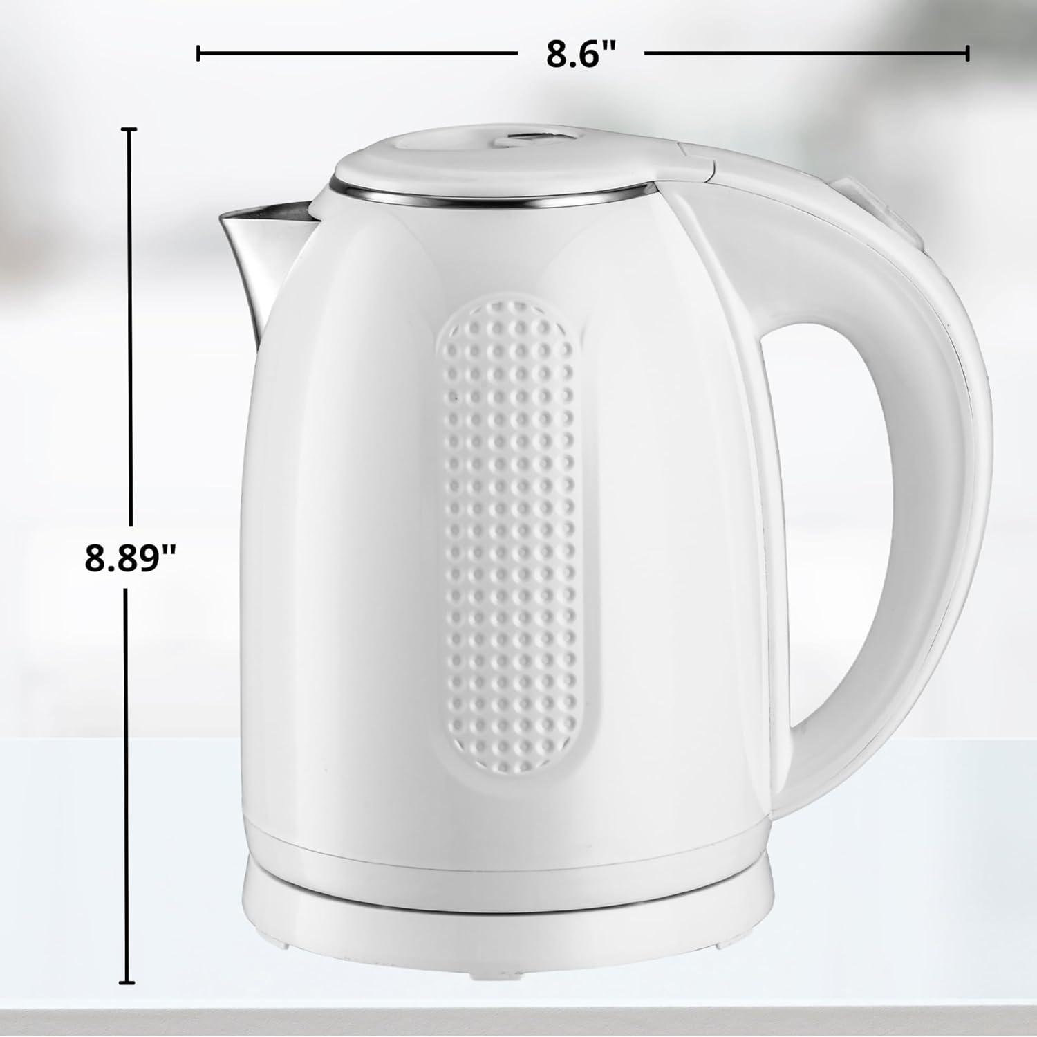imageOVENTE 17L Double Wall Electric Tea Kettle 1100W Water Boiler and Heater with CoolTouch Exterior Stainless Steel Insulated Interior Auto ShutOff BoilDry Protection amp Locking Lid White KD64WWhite