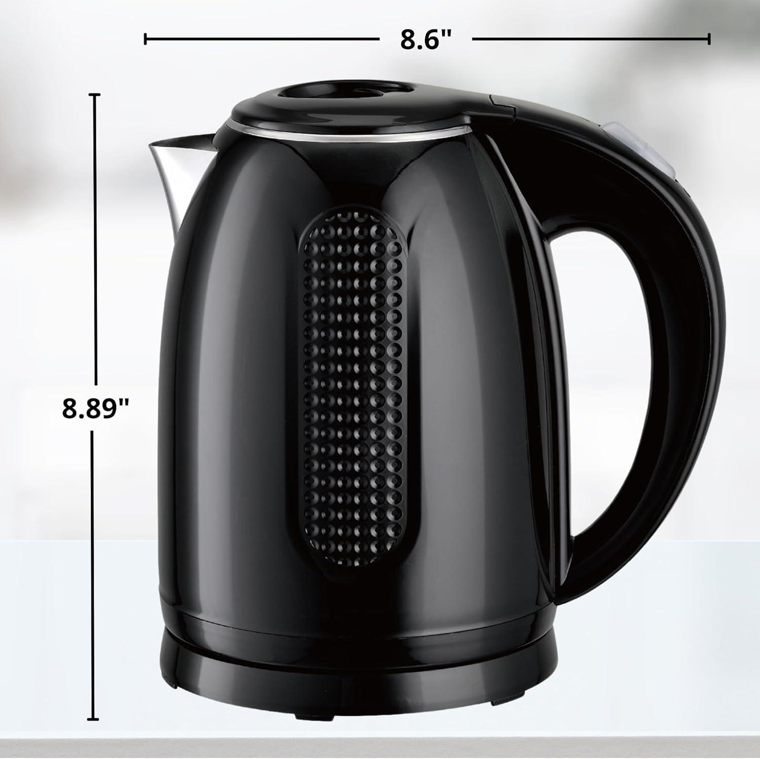 imageOVENTE 17L Double Wall Electric Tea Kettle 1100W Water Boiler and Heater with CoolTouch Exterior Stainless Steel Insulated Interior Auto ShutOff BoilDry Protection amp Locking Lid White KD64WBlack