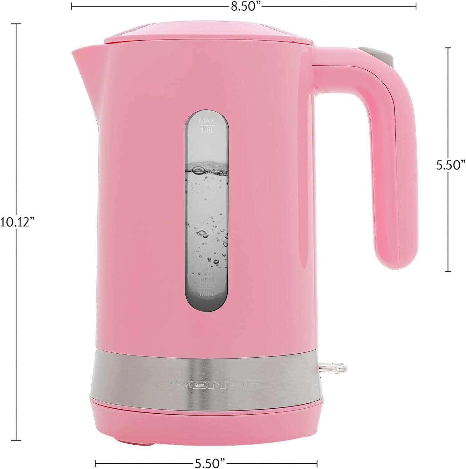 imageOVENTE 18L Electric Kettle 1500W Fast Boiling Heater for Coffee or Tea BPA Free Easy to Fill Lid Water Level Window Auto ShutOff BoilDry Protection and Removable Filter Green KP413GPink