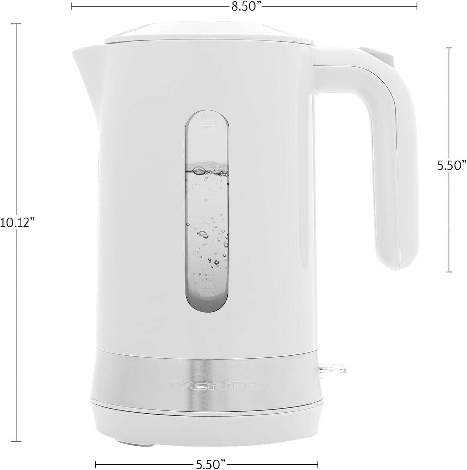 imageOVENTE 18L Electric Kettle 1500W Fast Boiling Heater for Coffee or Tea BPA Free Easy to Fill Lid Water Level Window Auto ShutOff BoilDry Protection and Removable Filter Green KP413GWhite