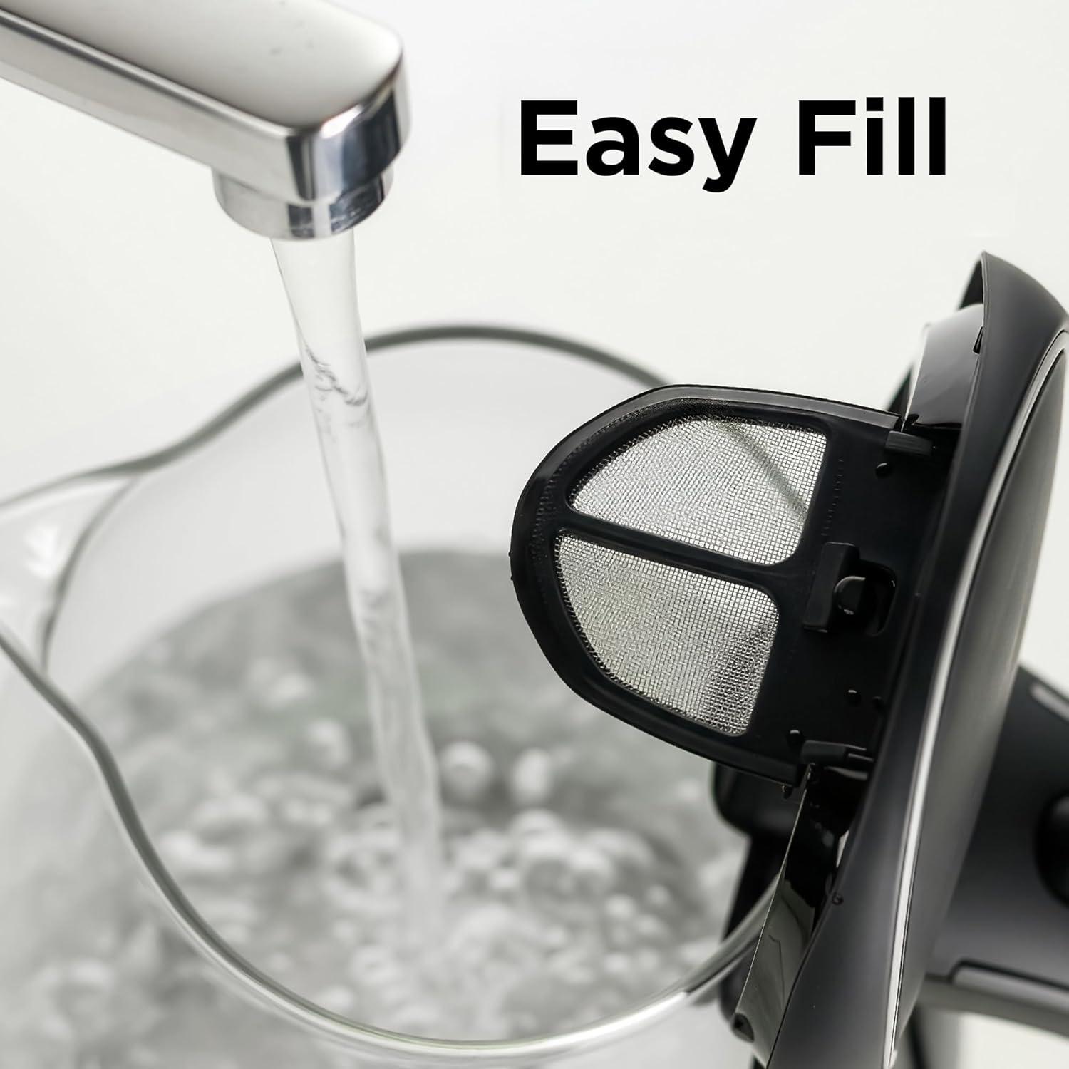 imageOVENTE Electric Kettle 15L Borosilicate Glass Countertop Water Heater and Boiler for Coffee or Tea BPAFree Auto ShutOff BoilDry Protection Removable and Washable Spout Filter Red KG83RBlack