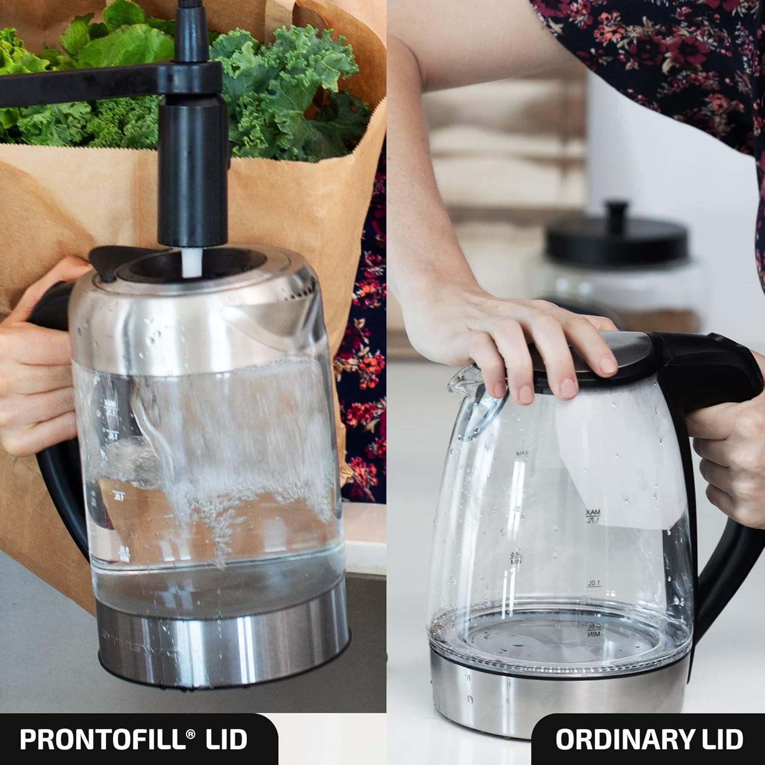 imageOVENTE Electric Kettle with 17L Borosilicate Glass 1500W Instant Water Boiler and Heater for Coffee or Tea BPA Free Easy to Fill Lid Auto ShutOff and Boil Dry Protection Silver KG612SSilver