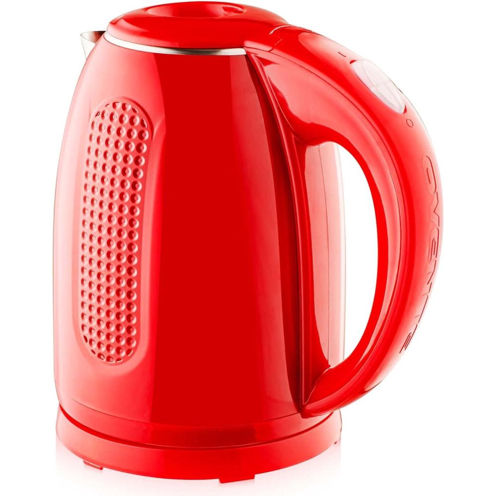 imageOVENTE 17L Double Wall Electric Tea Kettle 1100W Water Boiler and Heater with CoolTouch Exterior Stainless Steel Insulated Interior Auto ShutOff BoilDry Protection amp Locking Lid White KD64WRed