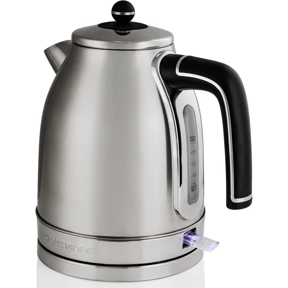 imageOVENTE 17L Electric Kettle 1500W Fast Boiling Water Heater for Coffee or Tea with Stainless Steel BPAFree and Cordless Body Auto ShutOff BoilDry Protection and Removable Filter Silver KS777S