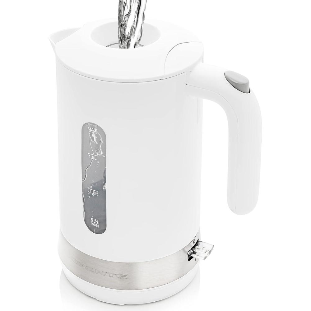 imageOVENTE 18L Electric Kettle 1500W Fast Boiling Heater for Coffee or Tea BPA Free Easy to Fill Lid Water Level Window Auto ShutOff BoilDry Protection and Removable Filter Green KP413GWhite