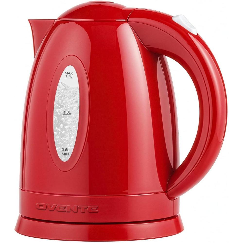imageOVENTE Electric Kettle 17L Fast Boiling Water Heater for Coffee or Tea BPA Free with Water Level Gauge Auto ShutOff BoilDry Protection Indicator Light and Removable Filter Black KP72BRed