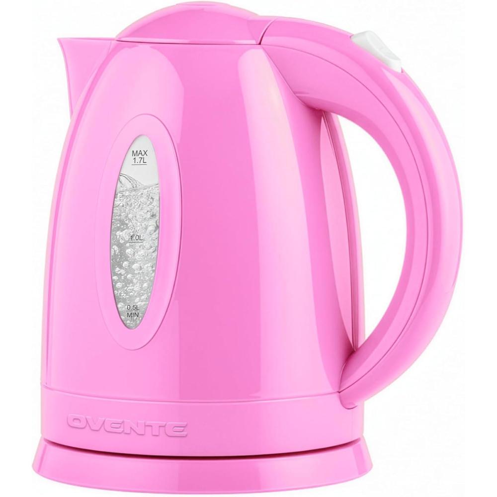imageOVENTE Electric Kettle 17L Fast Boiling Water Heater for Coffee or Tea BPA Free with Water Level Gauge Auto ShutOff BoilDry Protection Indicator Light and Removable Filter Black KP72BPink