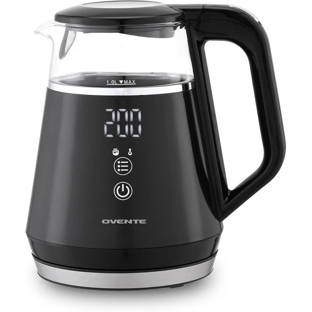 imageOVENTE Electric Kettle 17L Stainless Steel Water Boiler and Heater with 1100W Power Temperature Control Keep Warm Function Auto ShutOff BoilDry Protection and Cordless Serving Red KS58RBlack 1 Liter