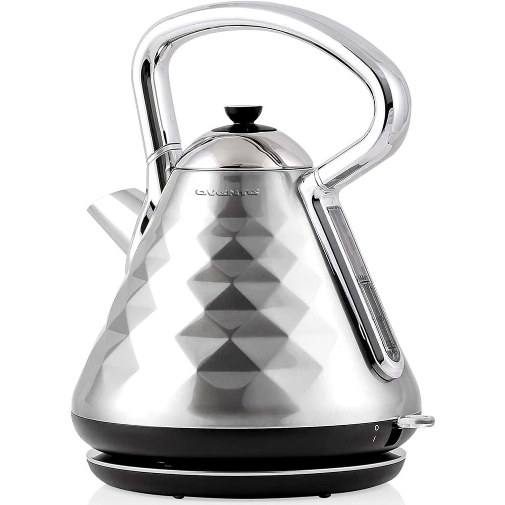 imageOVENTE Retro Electric Kettle 17L Stainless Steel Tea Kettle 1500W Fast Heating Hot Water Boiler with LED Indicator Light Auto ShutOff amp BoilDry Protection BPAFree Teapot Black KS755BSilver