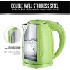 OVENTE 1.7L Double Wall Electric Tea Kettle, 1100W Water Boiler and Heater with Cool-Touch Exterior, Stainless Steel Insulated Interior, Auto Shut-Off, Boil-Dry Protection & Locking Lid, Green KD64G