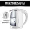 OVENTE 1.7L Double Wall Electric Tea Kettle, 1100W Water Boiler and Heater with Cool-Touch Exterior, Stainless Steel Insulated Interior, Auto Shut-Off, Boil-Dry Protection & Locking Lid, White KD64W(White)
