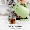 OVENTE 1.7L Double Wall Electric Tea Kettle, 1100W Water Boiler and Heater with Cool-Touch Exterior, Stainless Steel Insulated Interior, Auto Shut-Off, Boil-Dry Protection & Locking Lid, Green KD64G
