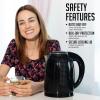 OVENTE 1.7L Double Wall Electric Tea Kettle, 1100W Water Boiler and Heater with Cool-Touch Exterior, Stainless Steel Insulated Interior, Auto Shut-Off, Boil-Dry Protection & Locking Lid, White KD64W(Black)
