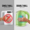 OVENTE 1.7L Double Wall Electric Tea Kettle, 1100W Water Boiler and Heater with Cool-Touch Exterior, Stainless Steel Insulated Interior, Auto Shut-Off, Boil-Dry Protection & Locking Lid, Green KD64G