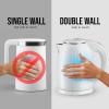 OVENTE 1.7L Double Wall Electric Tea Kettle, 1100W Water Boiler and Heater with Cool-Touch Exterior, Stainless Steel Insulated Interior, Auto Shut-Off, Boil-Dry Protection & Locking Lid, White KD64W(White)