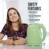 OVENTE 1.7L Double Wall Electric Tea Kettle, 1100W Water Boiler and Heater with Cool-Touch Exterior, Stainless Steel Insulated Interior, Auto Shut-Off, Boil-Dry Protection & Locking Lid, Green KD64G