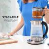 OVENTE 1.7L Electric Tea Kettle with Removable Infuser, Variable Temperature Control, Keep Warm Function, 1500W Fast Heating Water Boiler, BPA Free Borosilicate Glass & Easy to Fill Lid, Silver KG733S(Silver + Teapot)