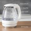 OVENTE Electric Kettle, 1.5L Borosilicate Glass Countertop Water Heater and Boiler for Coffee or Tea, BPA-Free, Auto Shut-Off, Boil-Dry Protection, Removable and Washable Spout Filter, Red KG83R(White)