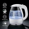 OVENTE Electric Kettle, 1.5L Borosilicate Glass Countertop Water Heater and Boiler for Coffee or Tea, BPA-Free, Auto Shut-Off, Boil-Dry Protection, Removable and Washable Spout Filter, Red KG83R(White)