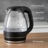 OVENTE Electric Kettle, 1.5L Borosilicate Glass Countertop Water Heater and Boiler for Coffee or Tea, BPA-Free, Auto Shut-Off, Boil-Dry Protection, Removable and Washable Spout Filter, Red KG83R(Black)