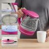OVENTE Electric Kettle, 1.5L Borosilicate Glass Countertop Water Heater and Boiler for Coffee or Tea, BPA-Free, Auto Shut-Off, Boil-Dry Protection, Removable and Washable Spout Filter, Red KG83R(Pink)