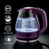 OVENTE Electric Kettle, 1.5L Borosilicate Glass Countertop Water Heater and Boiler for Coffee or Tea, BPA-Free, Auto Shut-Off, Boil-Dry Protection, Removable and Washable Spout Filter, Red KG83R(Purple)