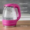 OVENTE Electric Kettle, 1.5L Borosilicate Glass Countertop Water Heater and Boiler for Coffee or Tea, BPA-Free, Auto Shut-Off, Boil-Dry Protection, Removable and Washable Spout Filter, Red KG83R(Pink)