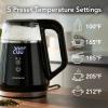 OVENTE Electric Kettle, 1.7L Stainless Steel Water Boiler and Heater with 1100W Power, Temperature Control, Keep Warm Function, Auto Shut-Off, Boil-Dry Protection and Cordless Serving, Red KS58R(Black 1 Liter)