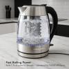 OVENTE Electric Kettle, 1.7L Stainless Steel Water Boiler and Heater with 1100W Power, Temperature Control, Keep Warm Function, Auto Shut-Off, Boil-Dry Protection and Cordless Serving, Red KS58R(Silver 1.7 Liter)