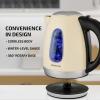 OVENTE Electric Kettle, 1.7L Stainless Steel Water Heater and Boiler for Coffee or Tea with BPA Free & Cordless Body, Auto Shut-Off, Boil-Dry Protection, LED Light and Removable Filter, Beige KS96BG