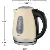 OVENTE Electric Kettle, 1.7L Stainless Steel Water Heater and Boiler for Coffee or Tea with BPA Free & Cordless Body, Auto Shut-Off, Boil-Dry Protection, LED Light and Removable Filter, Beige KS96BG