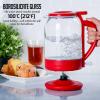 OVENTE Electric Kettle with 1.5L Borosilicate Glass, 1500W Fast Boiling Water Heater for Coffee or Tea, Easy to Fill Lid, Auto Shut-Off, Boil-Dry Protection & Stainless Steel Filter, Red KG516R(Red)