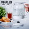 OVENTE Electric Kettle with 1.5L Borosilicate Glass, 1500W Fast Boiling Water Heater for Coffee or Tea, Easy to Fill Lid, Auto Shut-Off, Boil-Dry Protection & Stainless Steel Filter, Red KG516R(White)