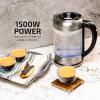 OVENTE Electric Kettle with 1.7L Borosilicate Glass, 1500W Instant Water Boiler and Heater for Coffee or Tea, BPA Free, Easy to Fill Lid, Auto Shut-Off and Boil Dry Protection, Silver KG612S(Silver)