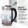 OVENTE Electric Kettle with 1.7L Borosilicate Glass, 1500W Instant Water Boiler and Heater for Coffee or Tea, BPA Free, Easy to Fill Lid, Auto Shut-Off and Boil Dry Protection, Silver KG612S(Silver)