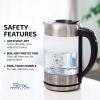 OVENTE Electric Kettle with 1.7L Borosilicate Glass, 1500W Instant Water Boiler and Heater for Coffee or Tea, BPA Free, Easy to Fill Lid, Auto Shut-Off and Boil Dry Protection, Silver KG612S(1.7L Silver)