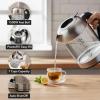 OVENTE Electric Kettle with 1.7L Borosilicate Glass, 1500W Instant Water Boiler and Heater for Coffee or Tea, BPA Free, Easy to Fill Lid, Auto Shut-Off and Boil Dry Protection, Silver KG612S(1.8L Silver)