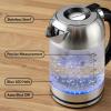 OVENTE Electric Kettle with 1.7L Borosilicate Glass, 1500W Instant Water Boiler and Heater for Coffee or Tea, BPA Free, Easy to Fill Lid, Auto Shut-Off and Boil Dry Protection, Silver KG612S(1.8L Silver)