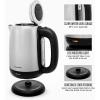 OVENTE Electric Tea Kettle Stainless Steel 1.7 Liter Portable Instant Water Boiler Heater 1100W Power Fast Boiling with Cordless Body and Automatic Shut Off for Coffee Milk Chocolate Silver KS27S