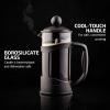 OVENTE French Press Coffee Maker 12 Ounce with Heat Resistant Borosilicate Glass & Stainless Steel 4-Level Filtration System, Portable Cold Brew Coffee Maker for Travel, Camping or Gift, Black FPT12B(Black – 12 Ounce)