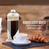 OVENTE French Press Coffee Maker 20 Ounce with Heat Resistant Borosilicate Glass, Stainless Steel Design and 4-Level Filter System, Portable Cold Brewer Pot for Travel, Camping or Gift, Silver FSL20S(12 Ounce)