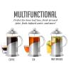 OVENTE French Press Coffee Maker 20 Ounce with Heat Resistant Borosilicate Glass, Stainless Steel Design and 4-Level Filter System, Portable Cold Brewer Pot for Travel, Camping or Gift, Silver FSL20S(20 Ounce)