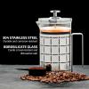 OVENTE French Press Coffee Maker 27 Ounce with Heat Resistant Borosilicate Glass, Stainless Steel Design and 4-Level Filter System, Portable Cold Brewer Pot for Travel, Camping or Gift, Silver FSS27P(27 Ounce)