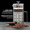 OVENTE French Press Coffee Maker 27 Ounce with Heat Resistant Borosilicate Glass, Stainless Steel Design and 4-Level Filter System, Portable Cold Brewer Pot for Travel, Camping or Gift, Silver FSS27P(34 Ounce)