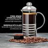 OVENTE French Press Coffee Maker 34 Ounce with Heat Resistant Borosilicate Glass, Stainless Steel Design and 4-Level Filter System, Portable Cold Brewer Pot for Travel, Camping or Gift, Silver FSH34S(34 Ounce)
