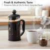 OVENTE French Press Coffee Maker 34 Ounce with Heat Resistant Borosilicate Glass & Stainless Steel 4-Level Filtration System, Portable Cold Brew Coffee Maker for Travel, Camping or Gift, Black FPT34B